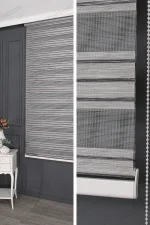 Gri Bambu Şerit Zebra Perde - 3010 v07