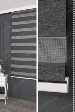 Antrasit Blackout Plise Zebra Perde - 3060 v11
