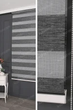 Koyu Gri Jakarlı Geniş Dilim Zebra Perde - 3070 v07