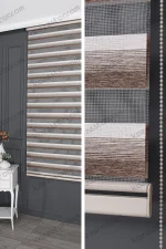 Kahve Parlak Koton Degrade Zebra Perde - 143 v02