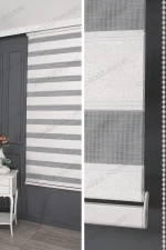 Beyaz Jakarlı Plise Kenar Zebra Perde - 3030 v02