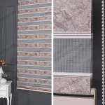Kahve Jakarlı Plise Kenar Zebra Perde - 3030 v08