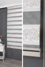 Altın Simli Sarmaşık Desen Plise Zebra Perde - 4050 v02