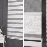 Gümüş Simli Sarmaşık Desen Plise Zebra Perde - 4050 v01
