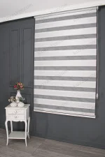 Gümüş Simli Sarmaşık Desen Plise Zebra Perde - 4050 v01 - Görsel 2