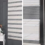 Krem Simli Plise Zebra Perde - 4100 v01