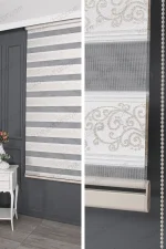 Altın Simli Sarmaşık Desen Plise Zebra Perde - 4050 v02