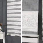Gümüş Simli Sarmaşık Desen Plise Zebra Perde - 4050 v01
